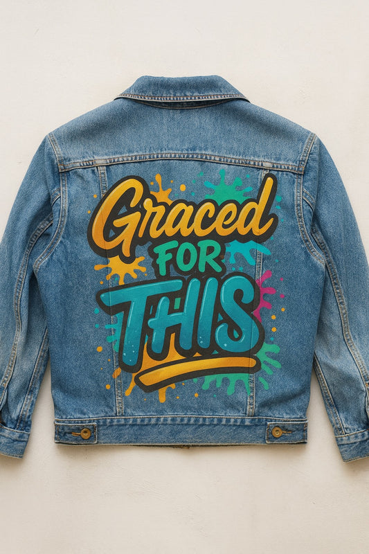 Graced for This | Hand-Painted Inspired Denim Jacket | Faith-Based Streetwear
